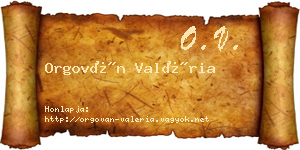 Orgován Valéria névjegykártya